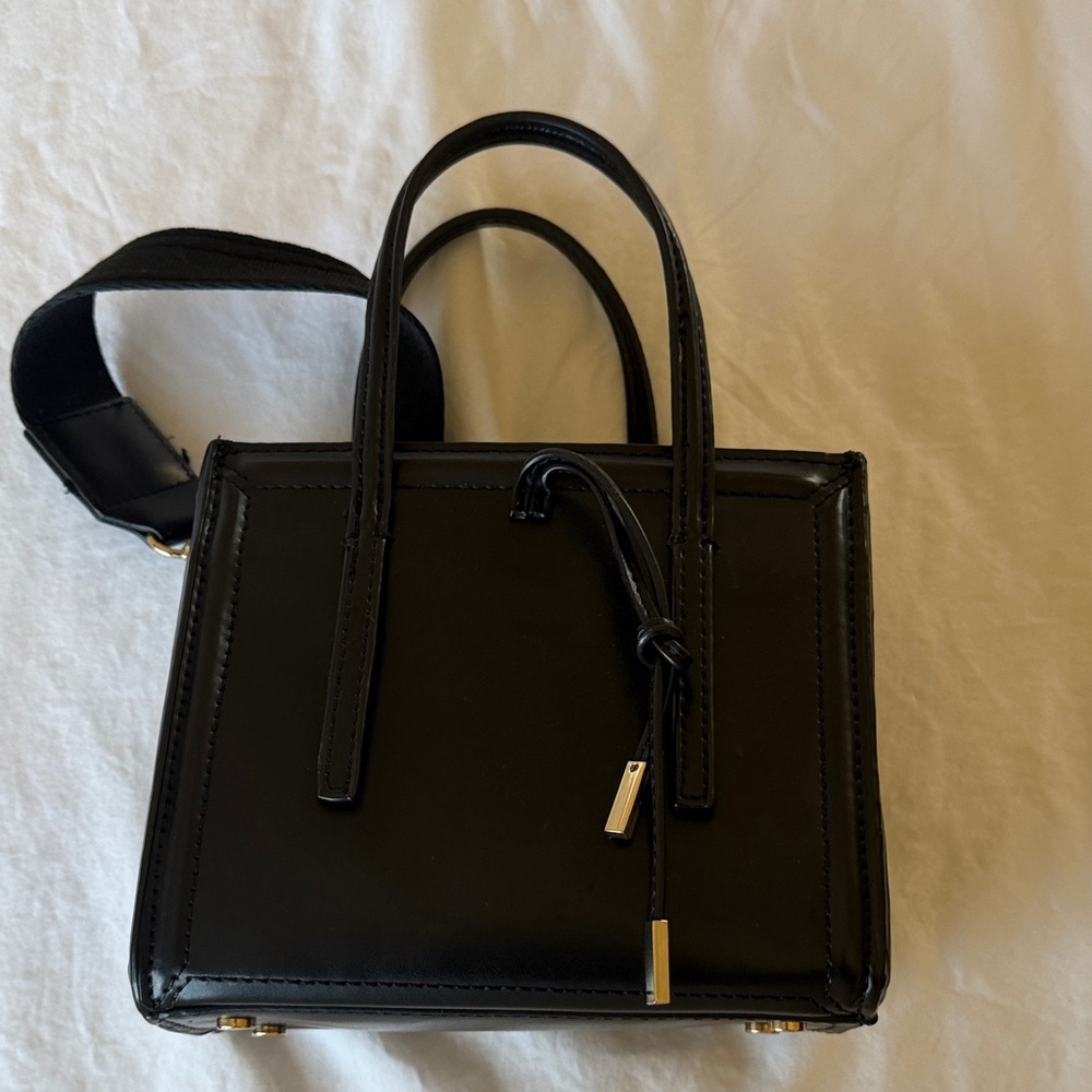 Zara Black Patent Top-Handle Satchel